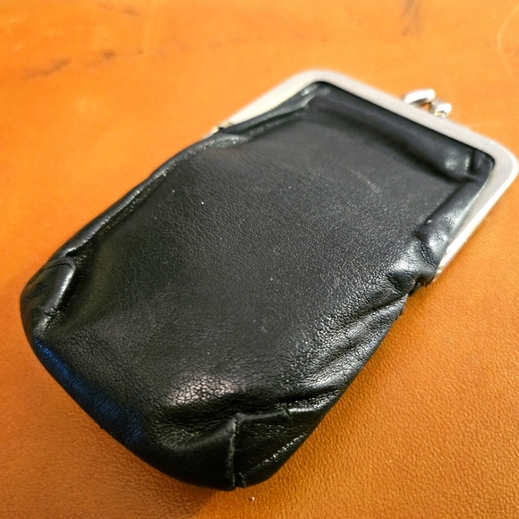 Vintage Black & Silver Miniture Leather Coin Purse | Size Mini - Picture 4 of 5
